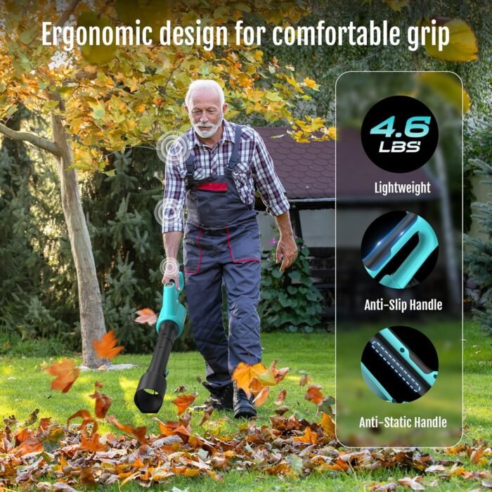 Close-up of the brushless motor in the garden tools leaf blower for efficient airflow.