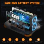 Lightweight home generator with 300W output, designed for easy transport on camping trips and outdoor activities.