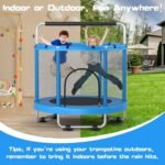 Complete playset with toys like rings and a swing on this fun-filled outdoor trampoline for kids.