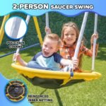 Safety-focused swing set with foam-padded legs for stability and comfort during playtime.