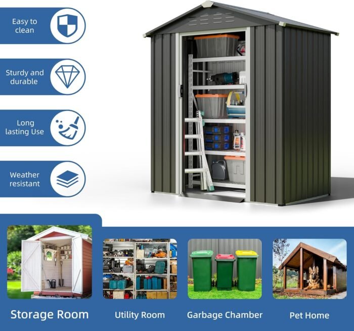 Spacious sheds providing ample storage for gardening tools and equipment.