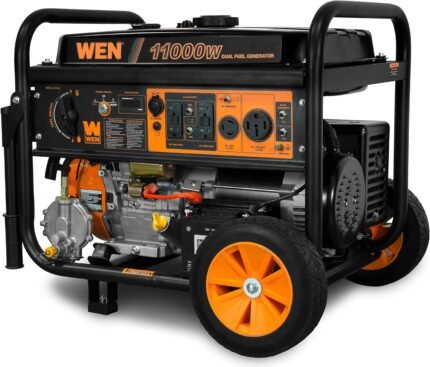 Reliable home generators providing 11,000 watts of surge power for emergencies or outdoor use, with easy fuel switching.